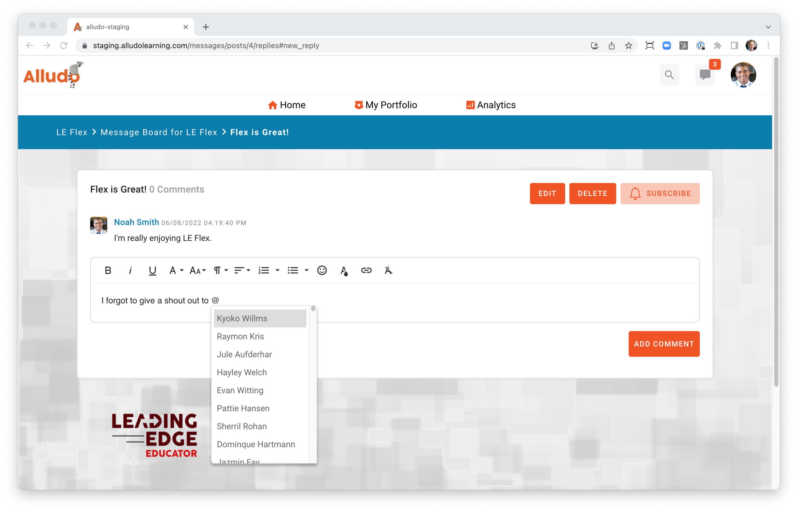 Alludo Message Board Mentions
