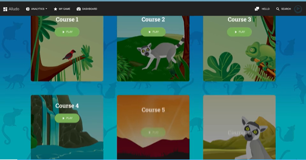 Themed course tiles in an Alludo district site